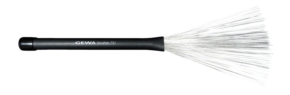GEWA jazzbrushes in acciaio con impugnatura in gomma nera, retrattili