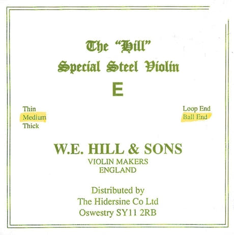 Hill corda E per violino, acciaio, ad anello, sottile