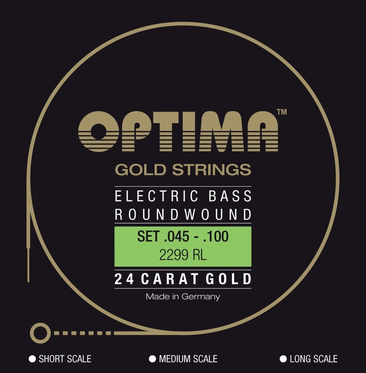 Optima E-Bass Strings Gold Strings Round Wound long scale - Set 4-string reg-light (2299L)