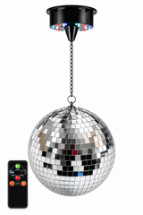 Light4Me Sfera a specchi da 20 cm con LED, motore e telecomando