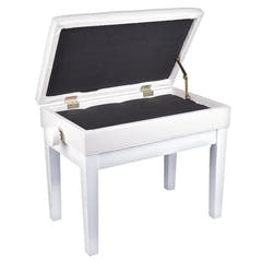 Panca per pianoforte – spazio di archiviazione e altezza regolabile (Bianco)