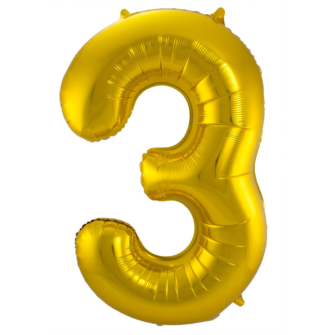 Palloncino a Forma di Numero 3 (Oro, 86 cm)