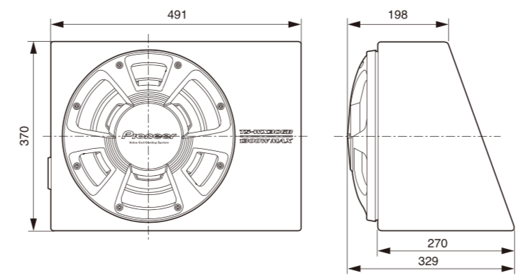 Pioneer TS-WX300A Subwoofer Attivo con Amplificatore Classe D Integrato
