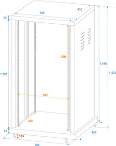ROADINGER Rack in acciaio SR-19, 30U