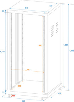 ROADINGER Rack in acciaio SR-19, 40U