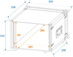 ROADINGER Effect Rack CO DD, 6U, profondo 24cm, nero