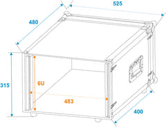 ROADINGER Effect Rack CO DD, 6U, profondo 38cm, nero