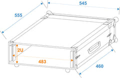 ROADINGER Rack per amplificatore PR-1, 2U, profondo 47cm