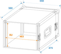 ROADINGER Rack per amplificatore PR-2, 8U, 47cm di profondità