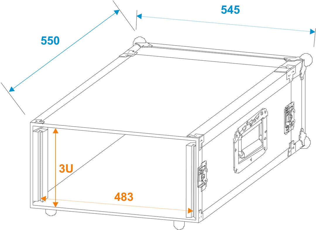 ROADINGER Rack per amplificatore PR-1, 3U, profondo 47cm