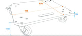 Wheel board MDF, 4 x wheels (2 with brake)