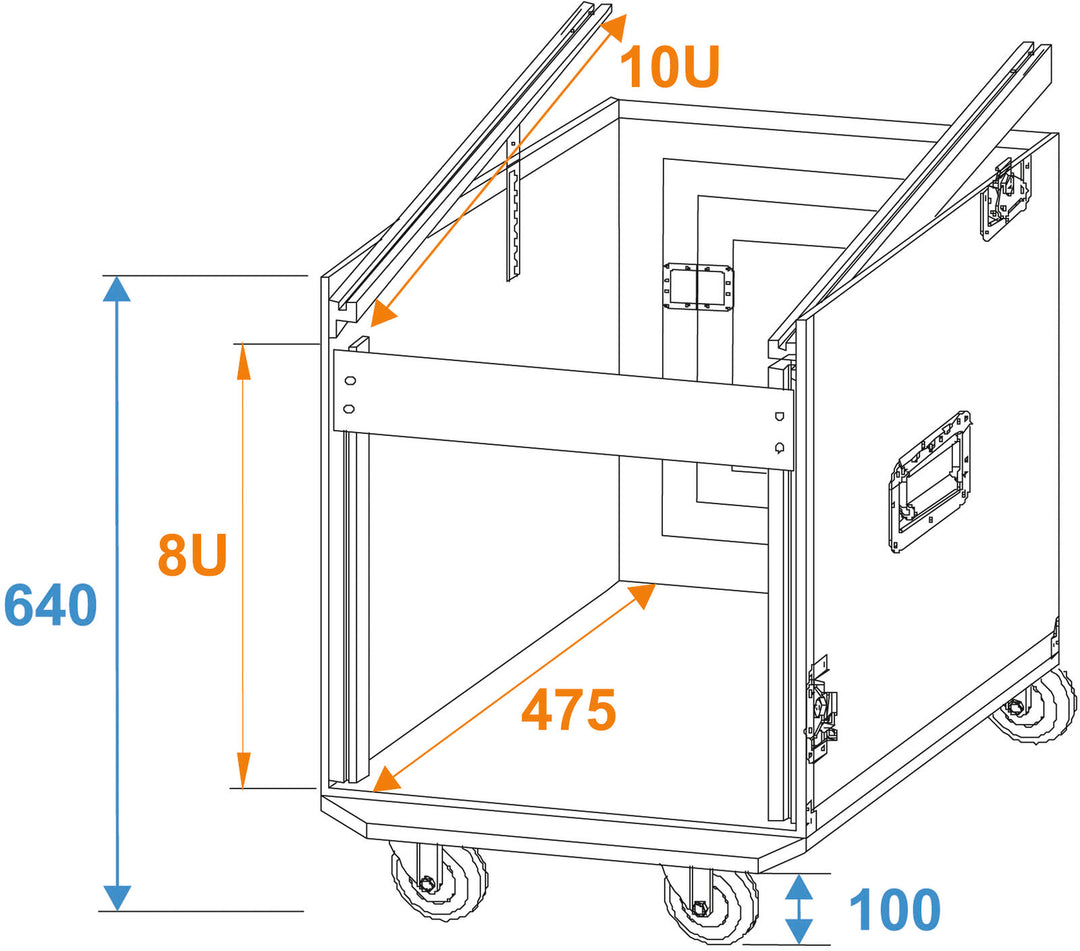 ROADINGER Special Combo Case Pro, 8U con ruote