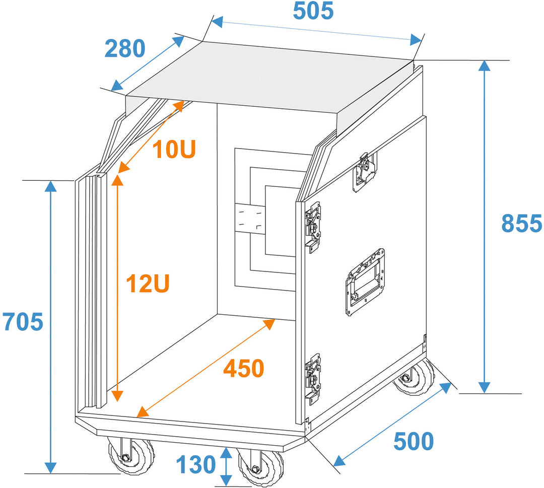 Custodia combo speciale ROADINGER LS5, scrivania per laptop, 12U