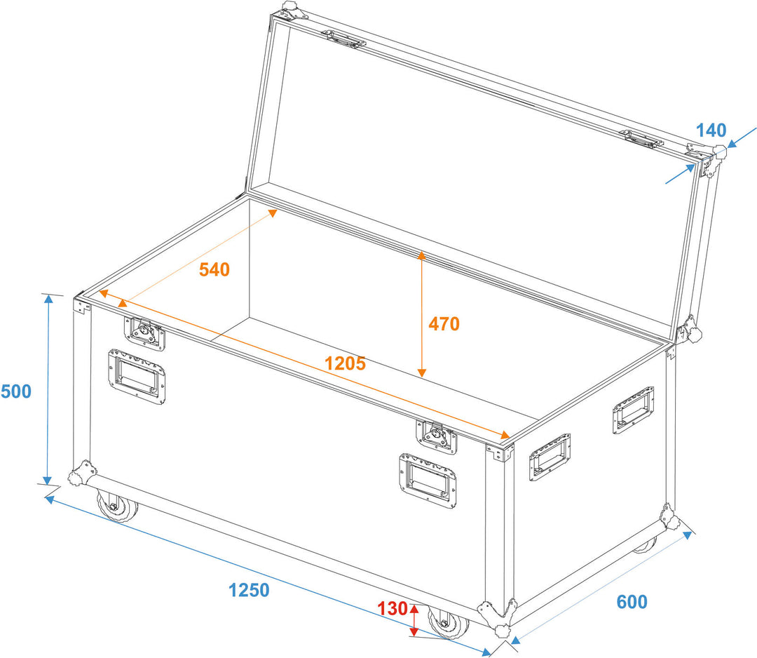 ROADINGER ODV-1 Flightcase universale da tour 120cm con ruote