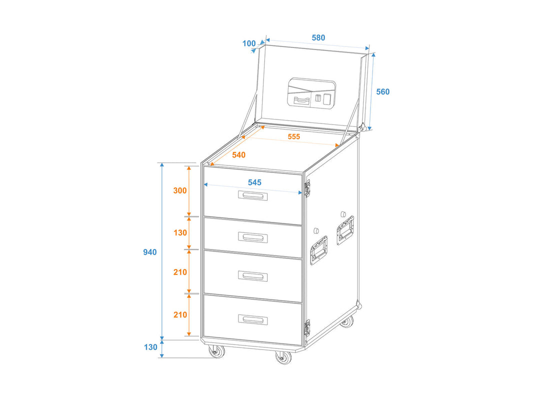 ROADINGER WDS-1 Custodia universale a cassetti con ruote