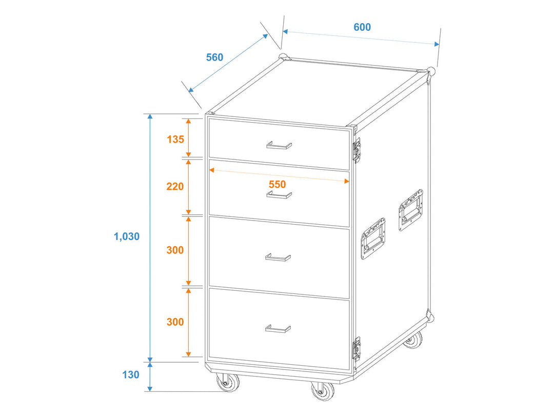 ROADINGER ODS-1 Custodia universale a cassetti con ruote