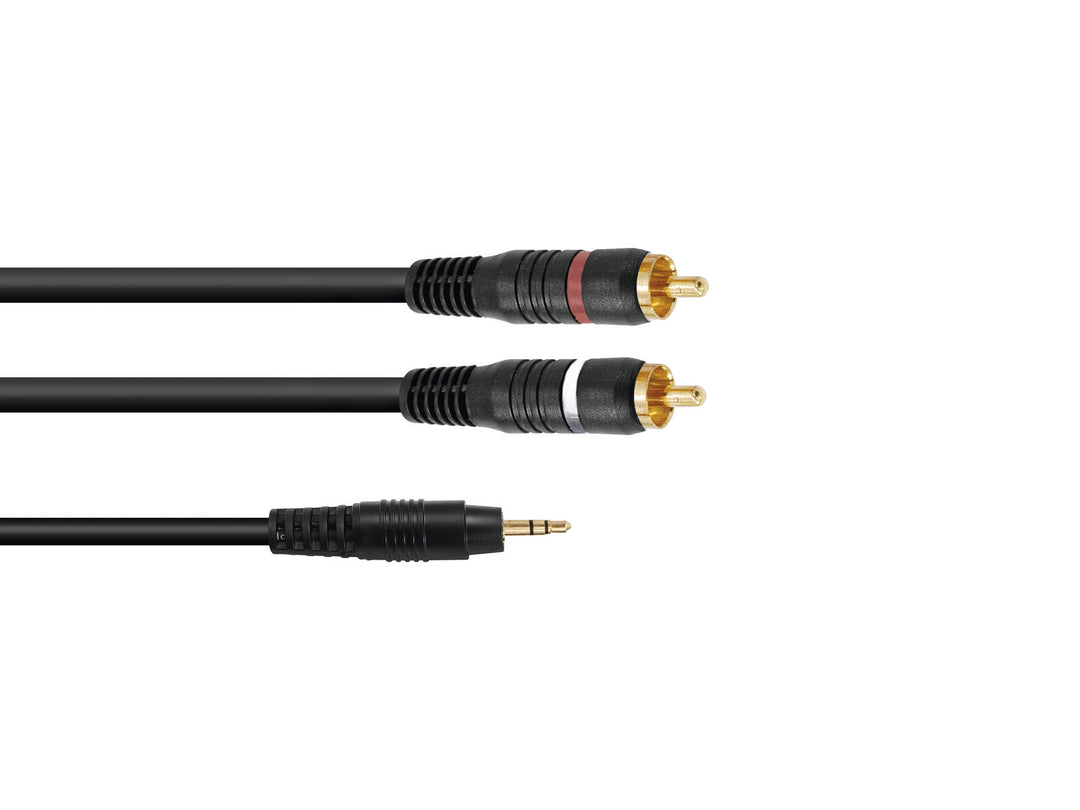 OMNITRONIC Cavo adattatore Jack 3.5/2xRCA 1.5m bk