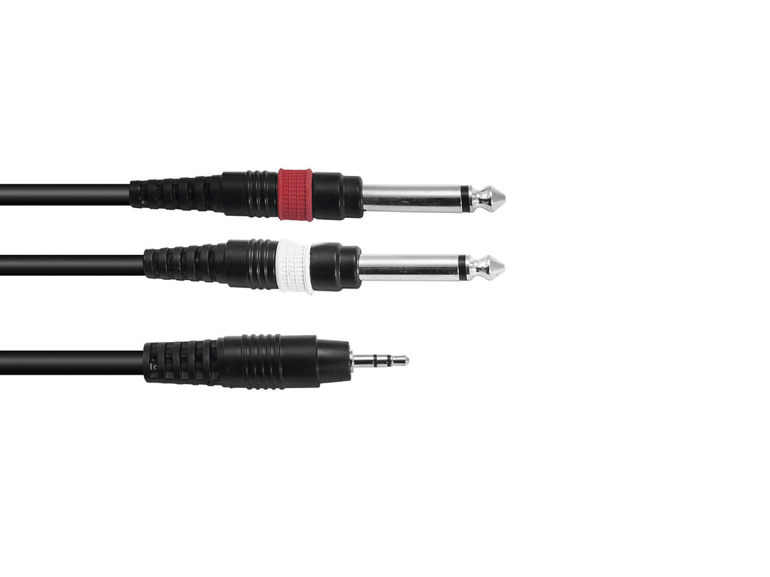 OMNITRONIC Cavo adattatore 3.5 Jack/2xJack 3m bk