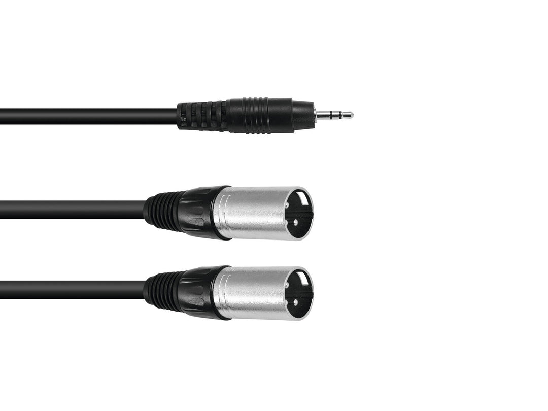 OMNITRONIC Cavo adattatore 3.5 Jack/2xXLR(M) 3m bk