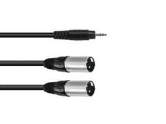 OMNITRONIC Cavo adattatore Jack 3.5/2xXLR(M) 1.5m bk