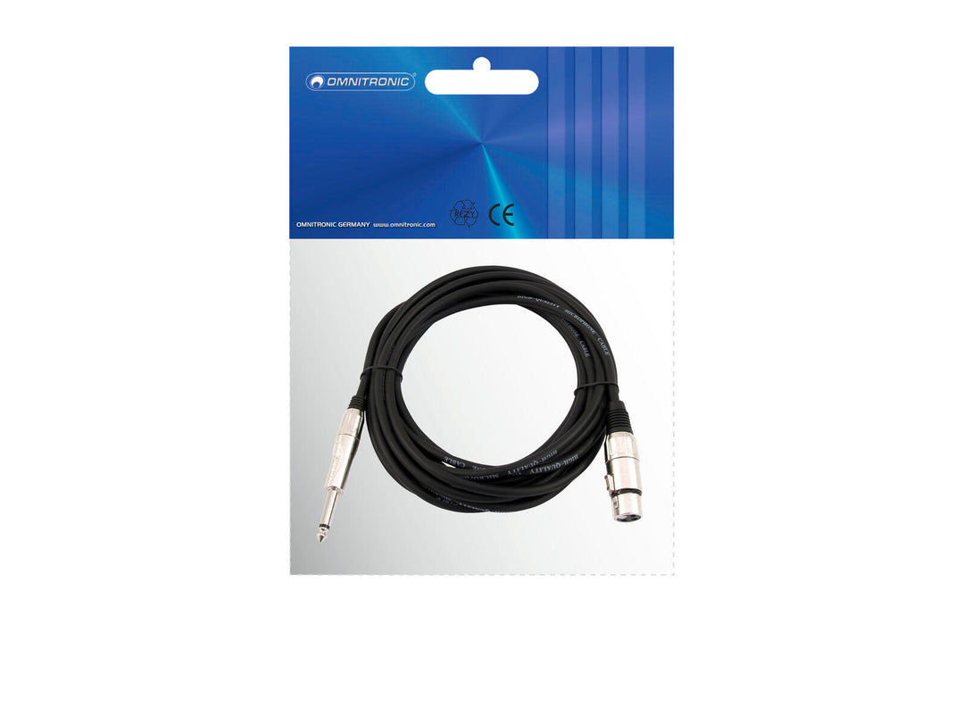 OMNITRONIC cavo adattatore XLR(F)/Jack mono 5m bk