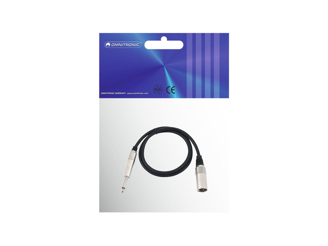 OMNITRONIC Cavo adattatore XLR(M)/Jack mono 0.9m bk