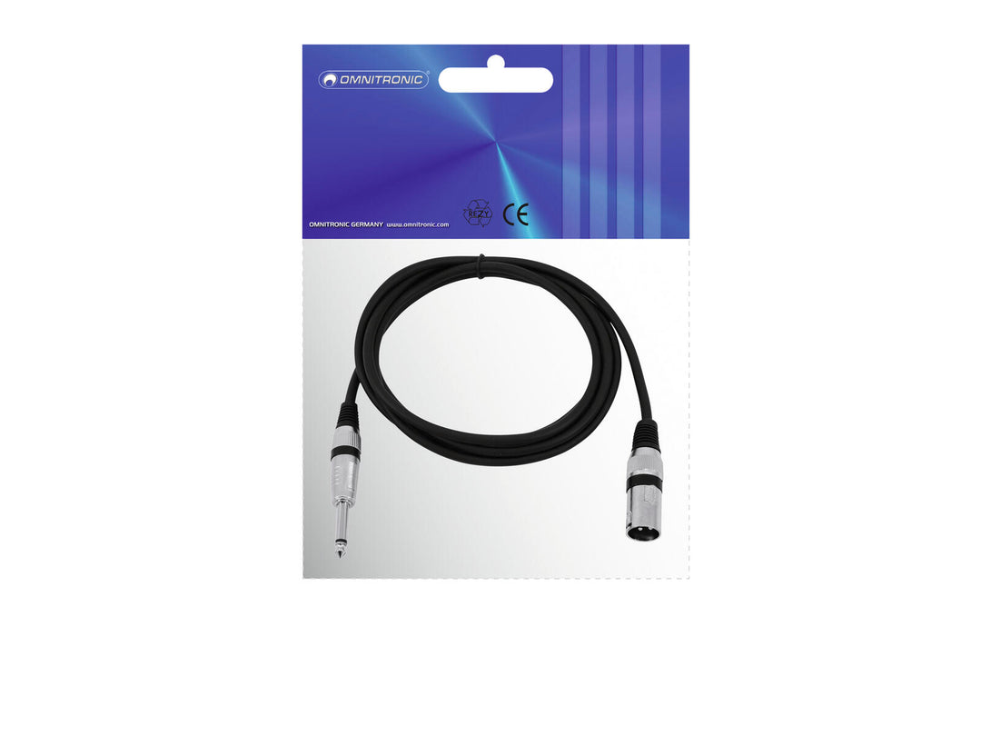 OMNITRONIC Cavo adattatore XLR(M)/Jack mono 2m bk