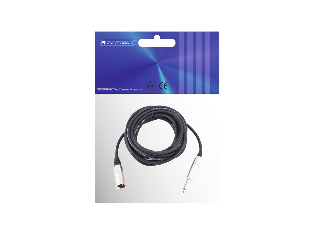 OMNITRONIC Cavo adattatore XLR(M)/Jack mono 10m bk
