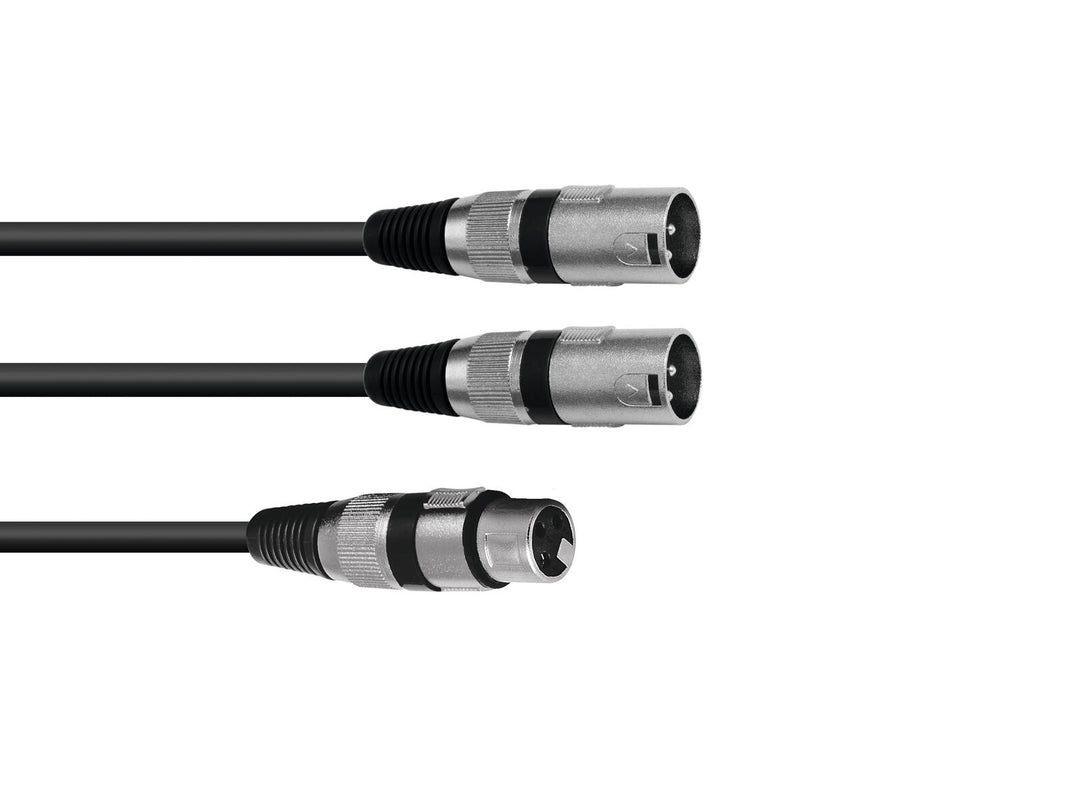 OMNITRONIC Cavo adattatore XLR(F)/2xXLR(M) 0.5m bk