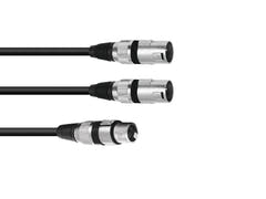 OMNITRONIC Cavo adattatore XLR(F)/2xXLR(M) 1.5m bk