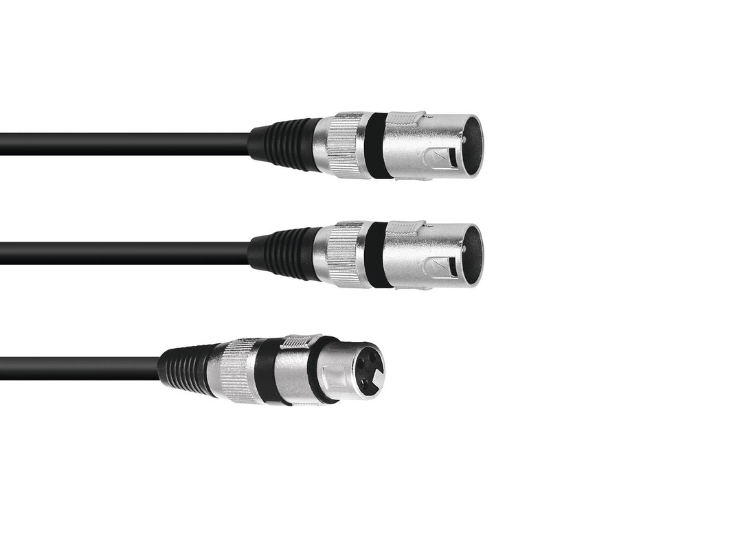 OMNITRONIC Cavo adattatore XLR(F)/2xXLR(M) 1.5m bk