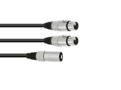 OMNITRONIC Cavo adattatore XLR(M)/2xXLR(F) 0.5m bk
