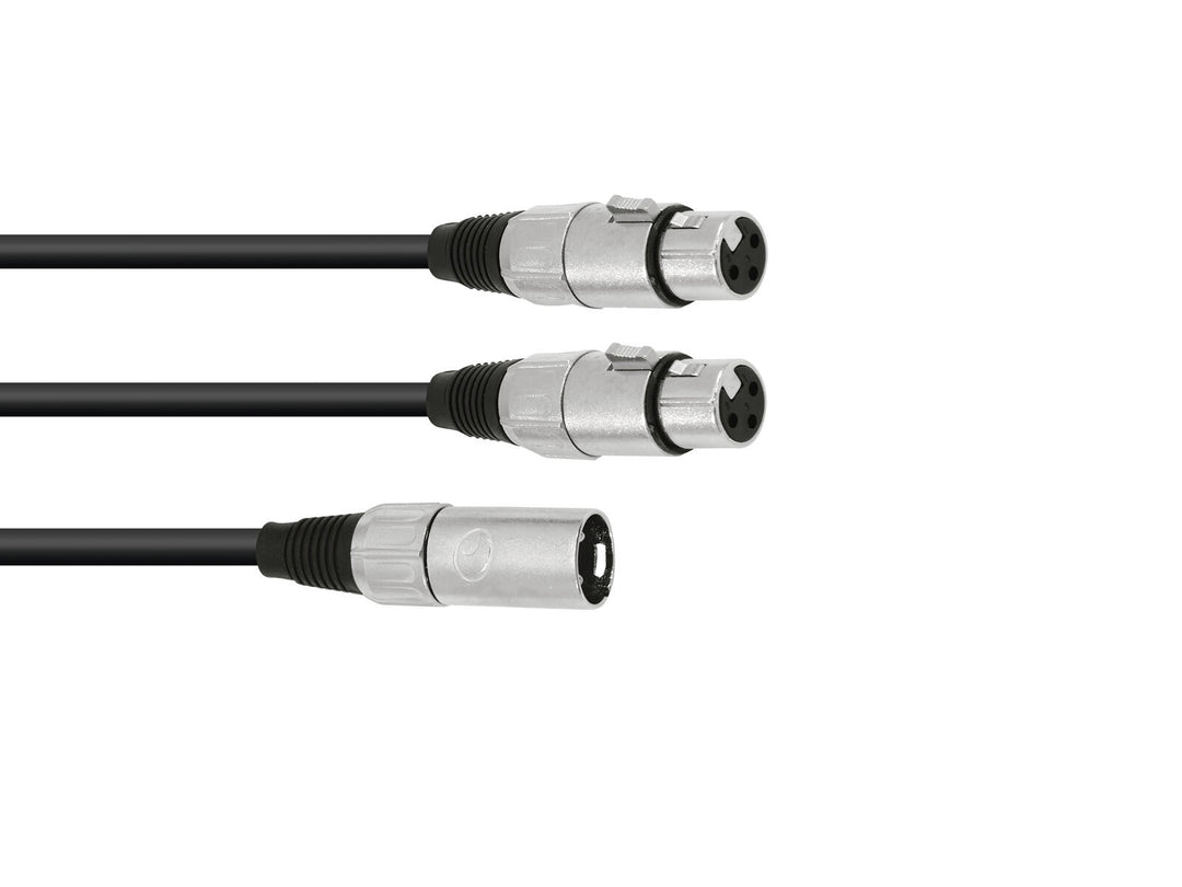 OMNITRONIC Cavo adattatore XLR(M)/2xXLR(F) 0.5m bk