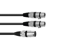 OMNITRONIC Cavo adattatore XLR(M)/2xXLR(F) 1.5m bk