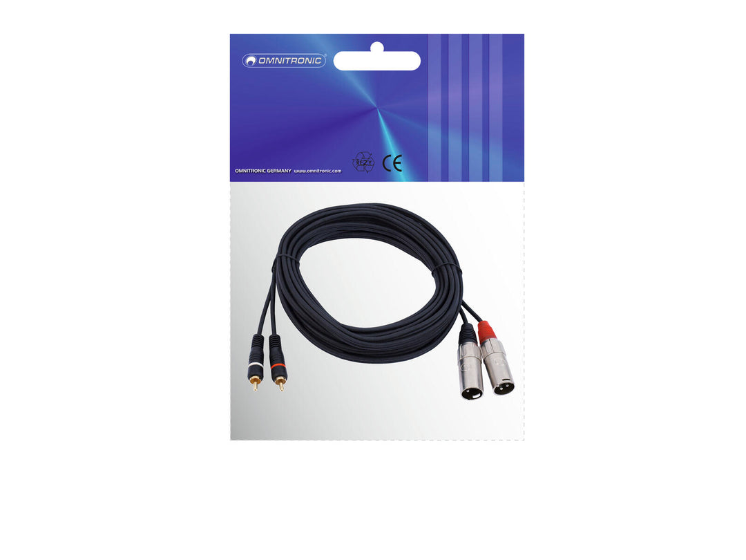 OMNITRONIC Cavo adattatore 2xXLR(M)/2xRCA 6m bk