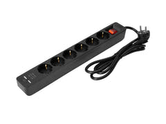 EUROLITE Distributore ON-1 6 prese + 2 USB bk
