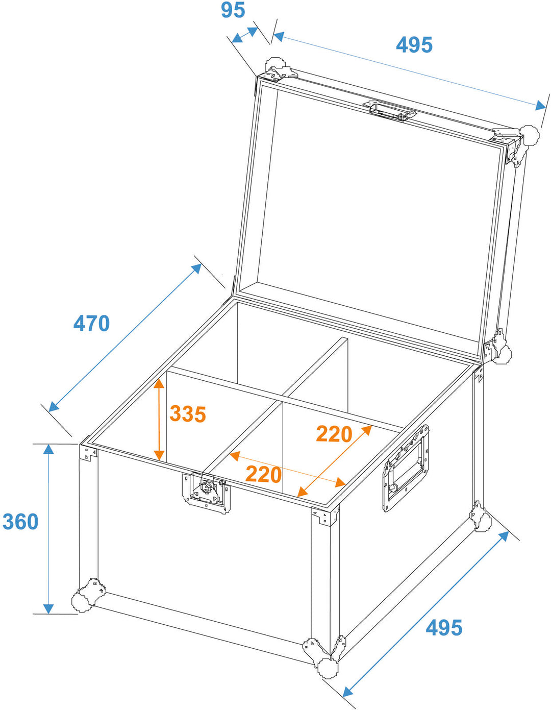 ROADINGER Flightcase EP-56 4x PAR-56 Proiettore spot lungo