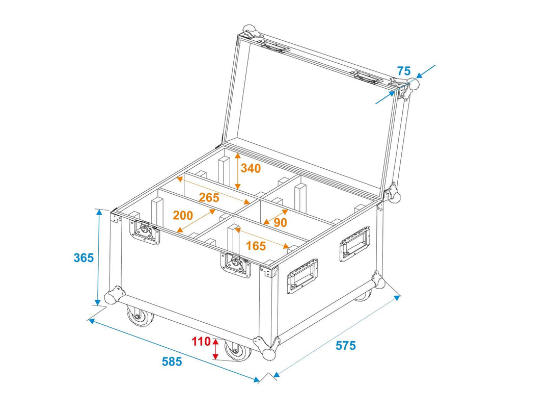 ROADINGER Custodia Flightcase 4x TMH-S90/H90/B90