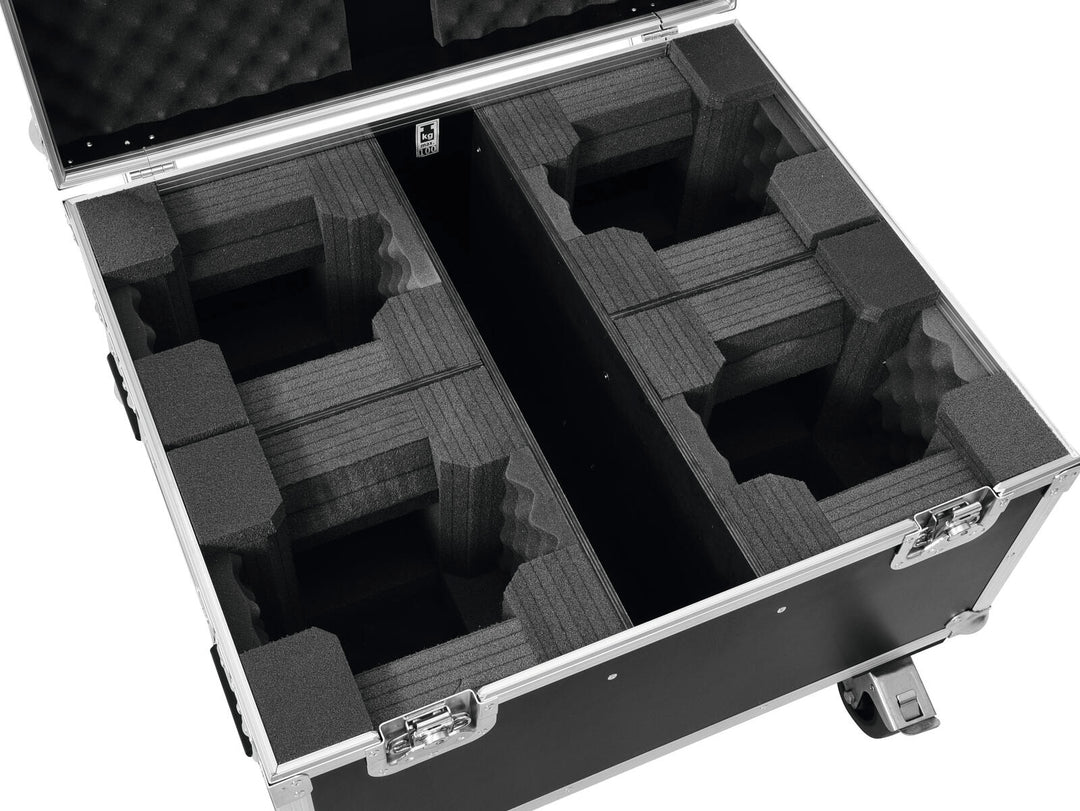 ROADINGER Flightcase 4x LED TMH-X1 Teste Mobile Beam con ruote