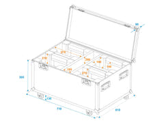 ROADINGER Flightcase 4x LED TMH-X1 Teste Mobile Beam con ruote