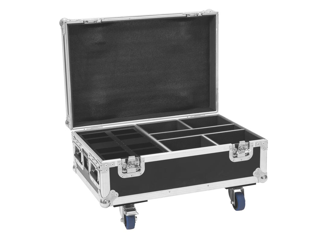 ROADINGER Flightcase 4x AKKU IP UP-4 Plus HCL Spot WDMX con funzione di ricarica