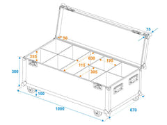 ROADINGER Flightcase 8x LED IP PAR 12x8W QCL/12x9 SQL Spot con ruote