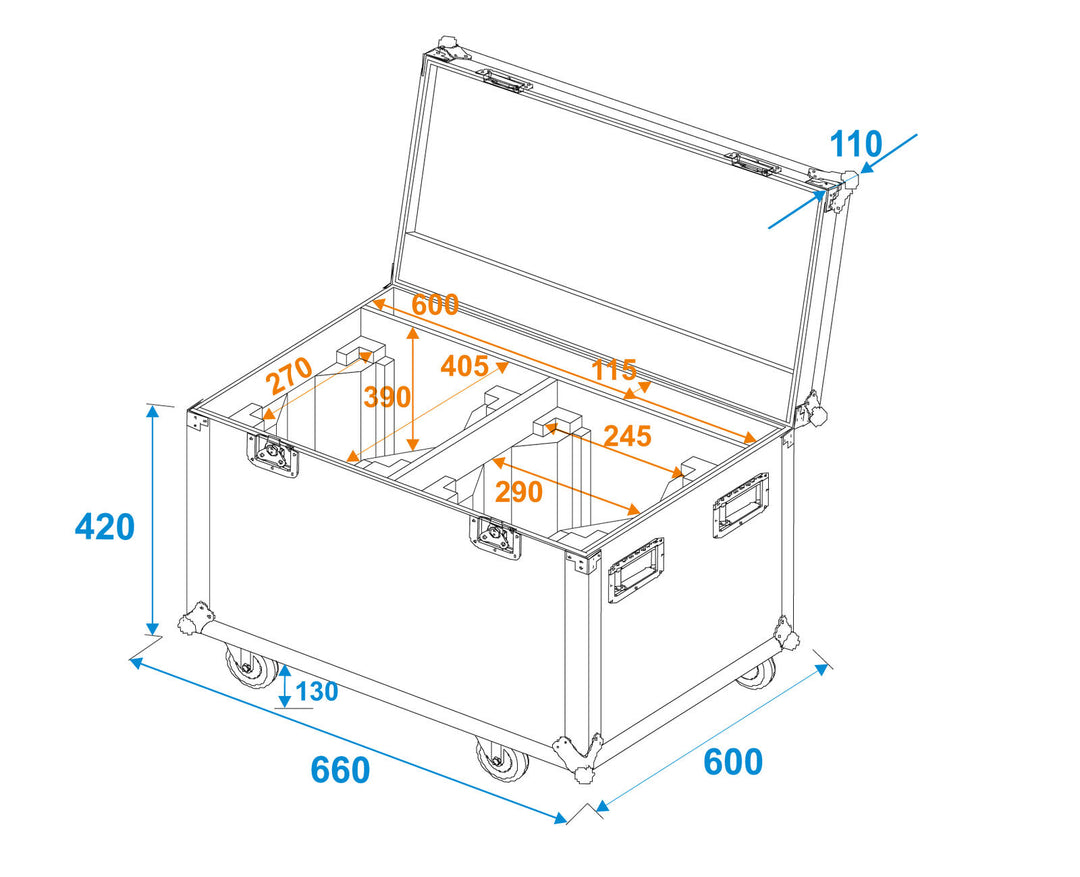ROADINGER Flightcase 2x EYE-1940 con ruote