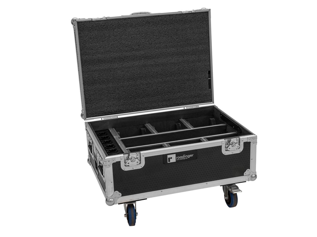 Flightcase ROADINGER per 6x AKKU IP TL-3 QCL Trusslight CRMX con funzione di ricarica e ruote