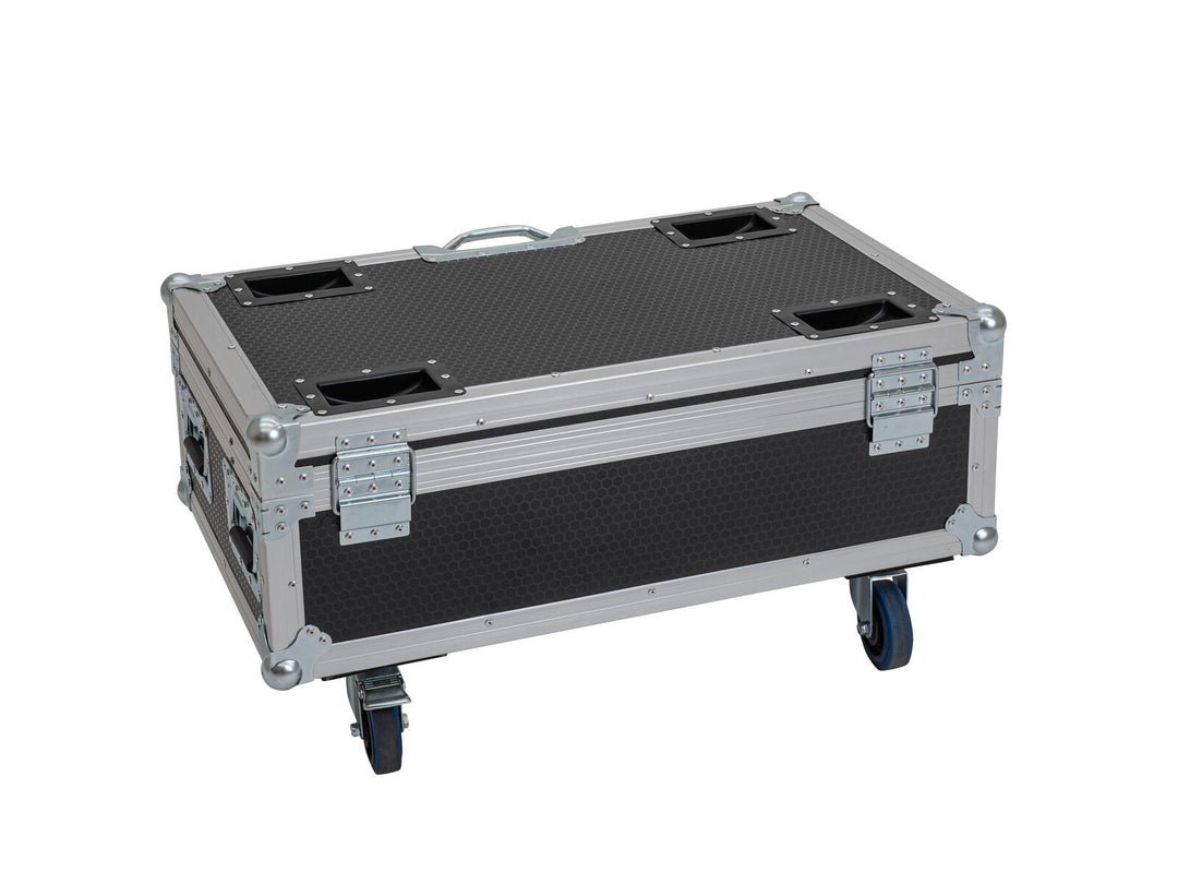 ROADINGER Flightcase 6x AKKU UP-4 QCL Spot QuickDMX MK2 con funzione di ricarica e ruote