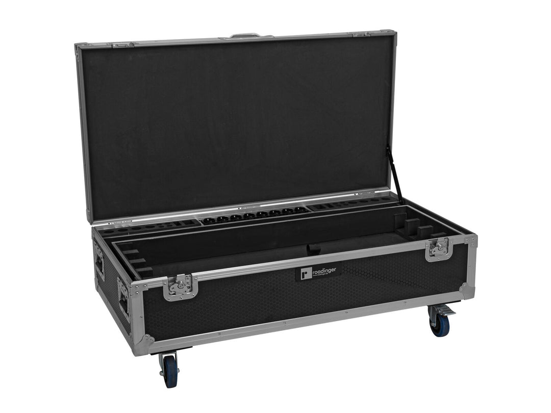 ROADINGER Flightcase 8x AKKU IP Pixel Tube 360° PRO CRMX con funzione di ricarica e ruote