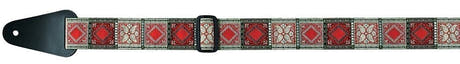 Fire & Stone Folk Jacquard tracolla per chitarra, rossa, argento e nera