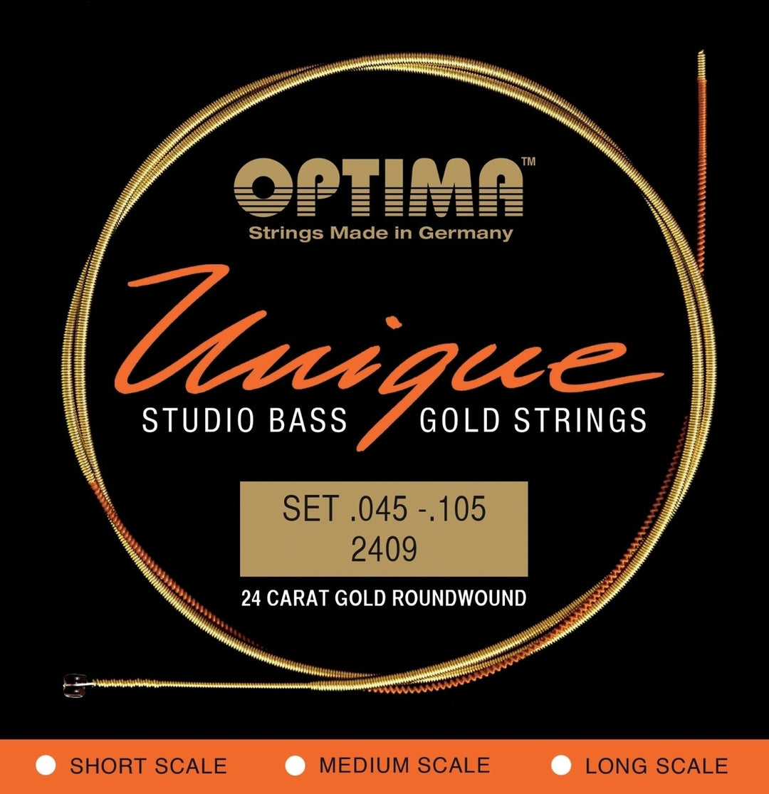 Optima corde per basso elettrico Unique studio golden strings - 4-str. short sc (2409S)