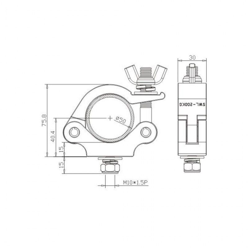 Mezzo accoppiatore, nero (48-51mm 200 kg)