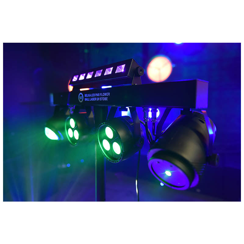 LIGHT4ME T-BAR LED PAR BLOMSTERKUGLE LASER UV STROBE illuminazione da discoteca multieffetto